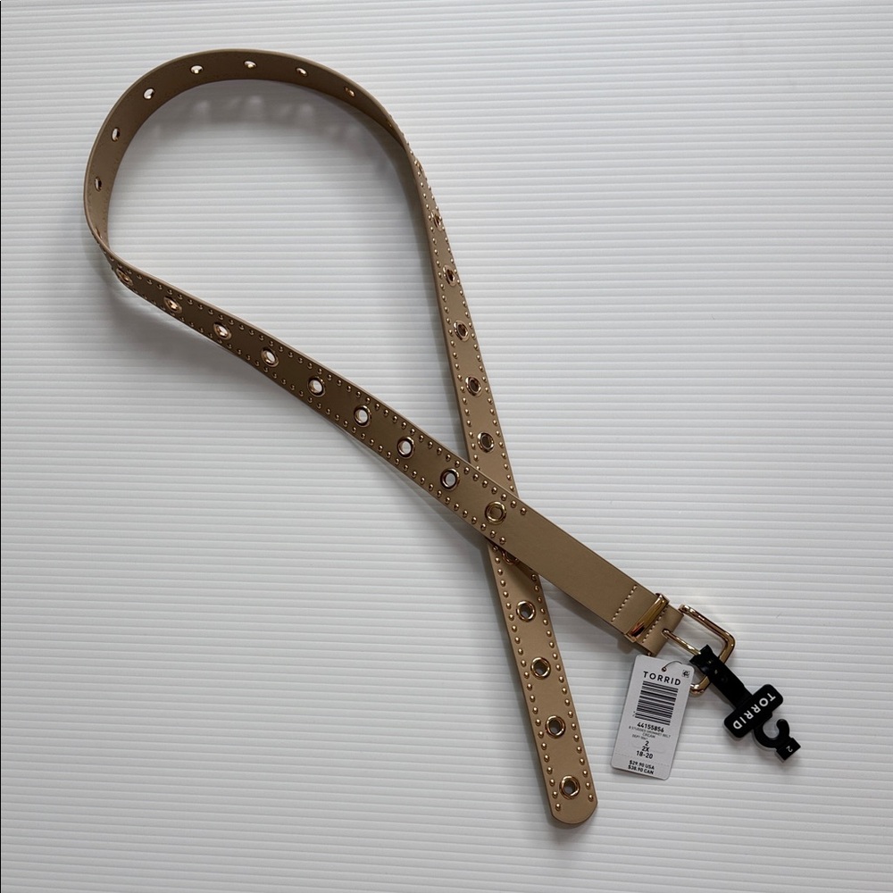 Torrid Beige Grommet Accent Belt with Gold Buckle